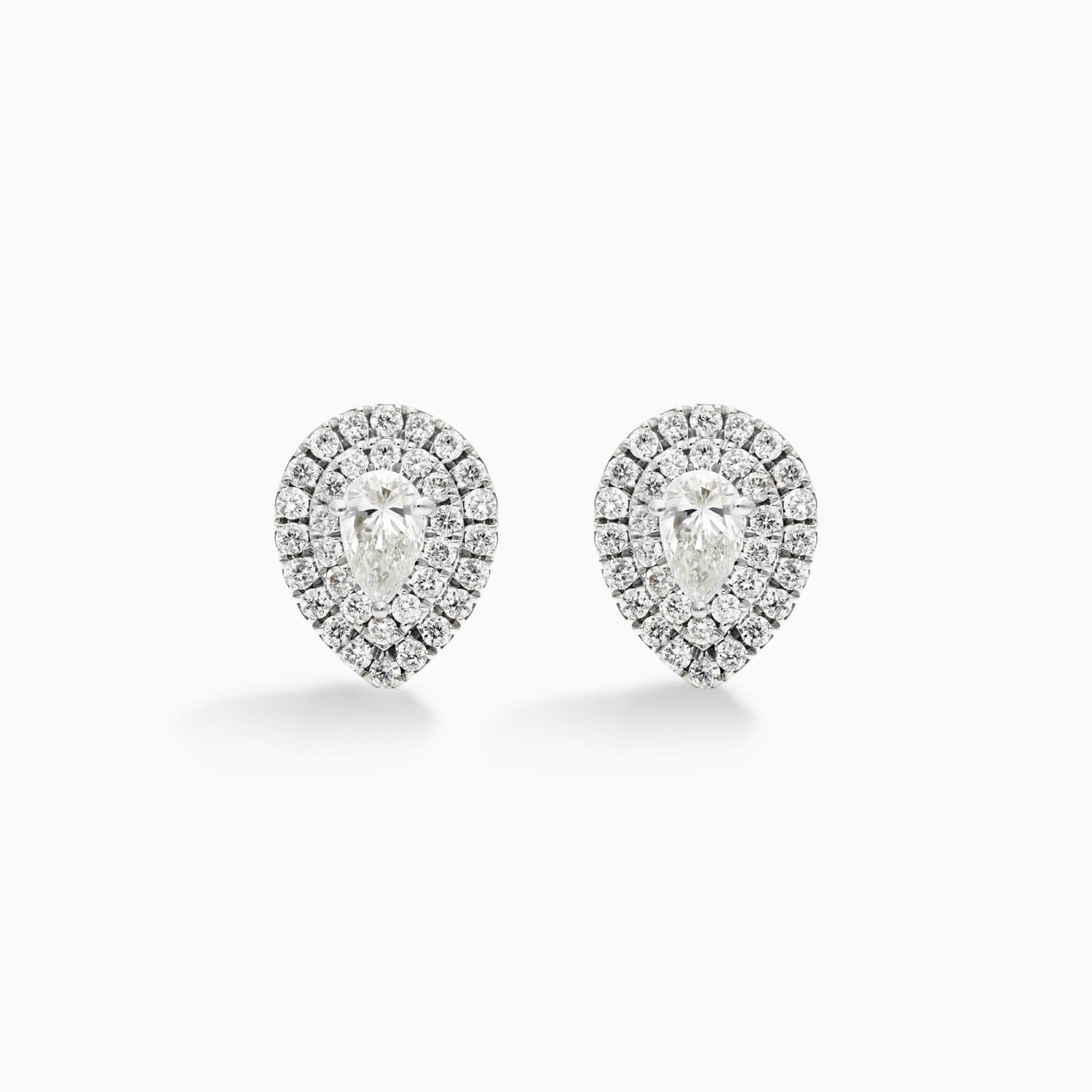 Brinco Feminino De Ouro branco 18k Brilhante Diamantes pave pera