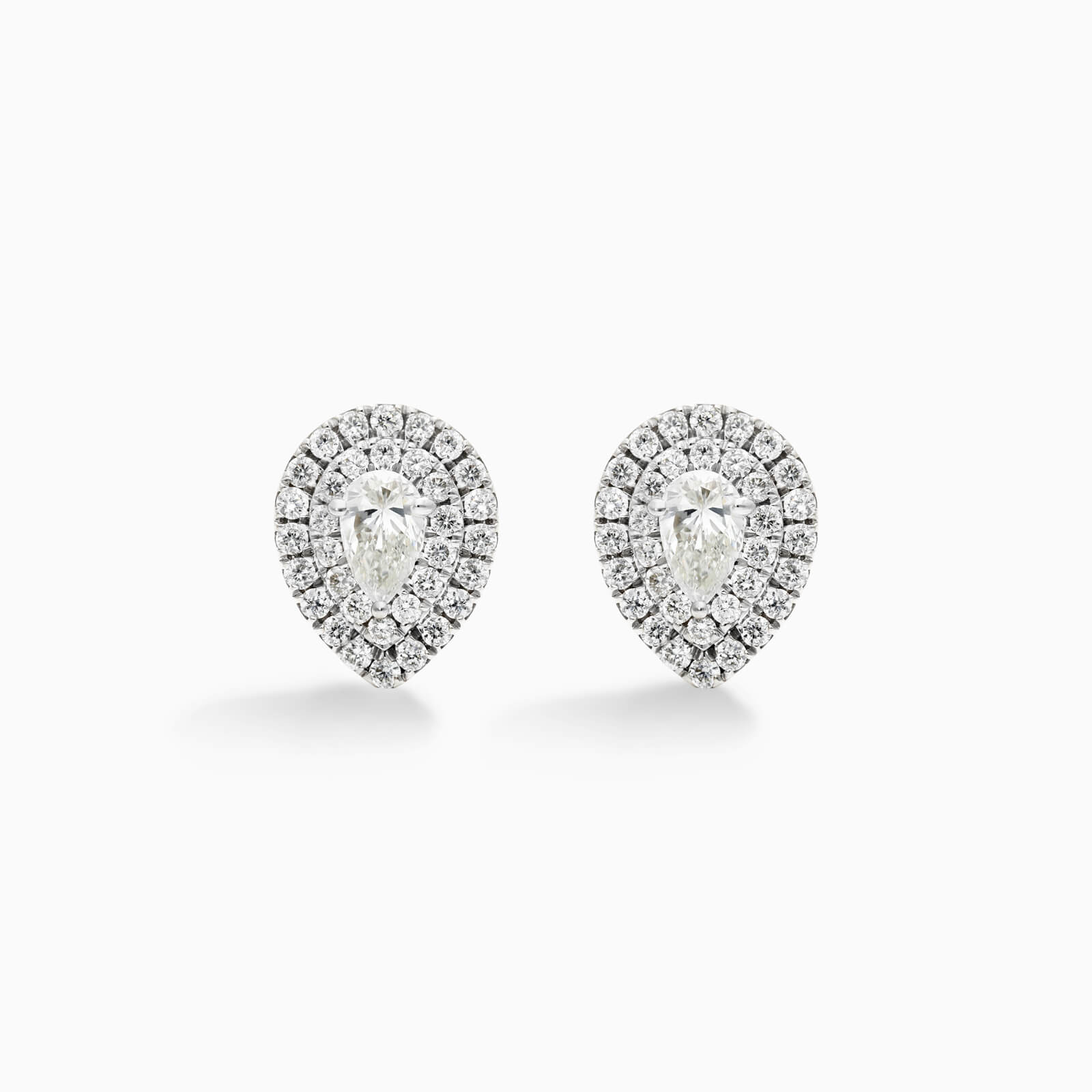 Brinco Feminino De Ouro branco 18k Brilhante Diamantes pave pera
