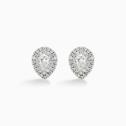 Brinco Feminino De Ouro branco 18k Brilhante Diamantes pave pera