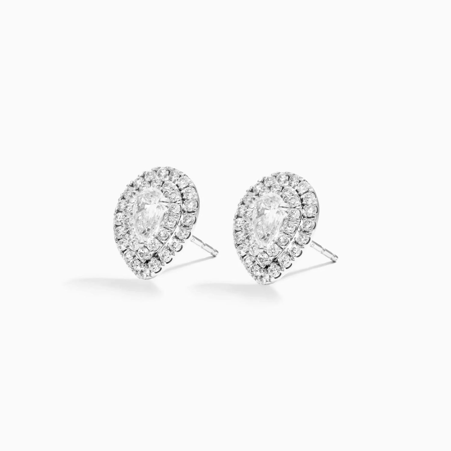 Brinco Feminino De Ouro branco 18k Brilhante Diamantes pave pera