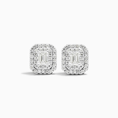 Brinco De Ouro branco 18k Feminino Brilhante Diamantes pave quadrado