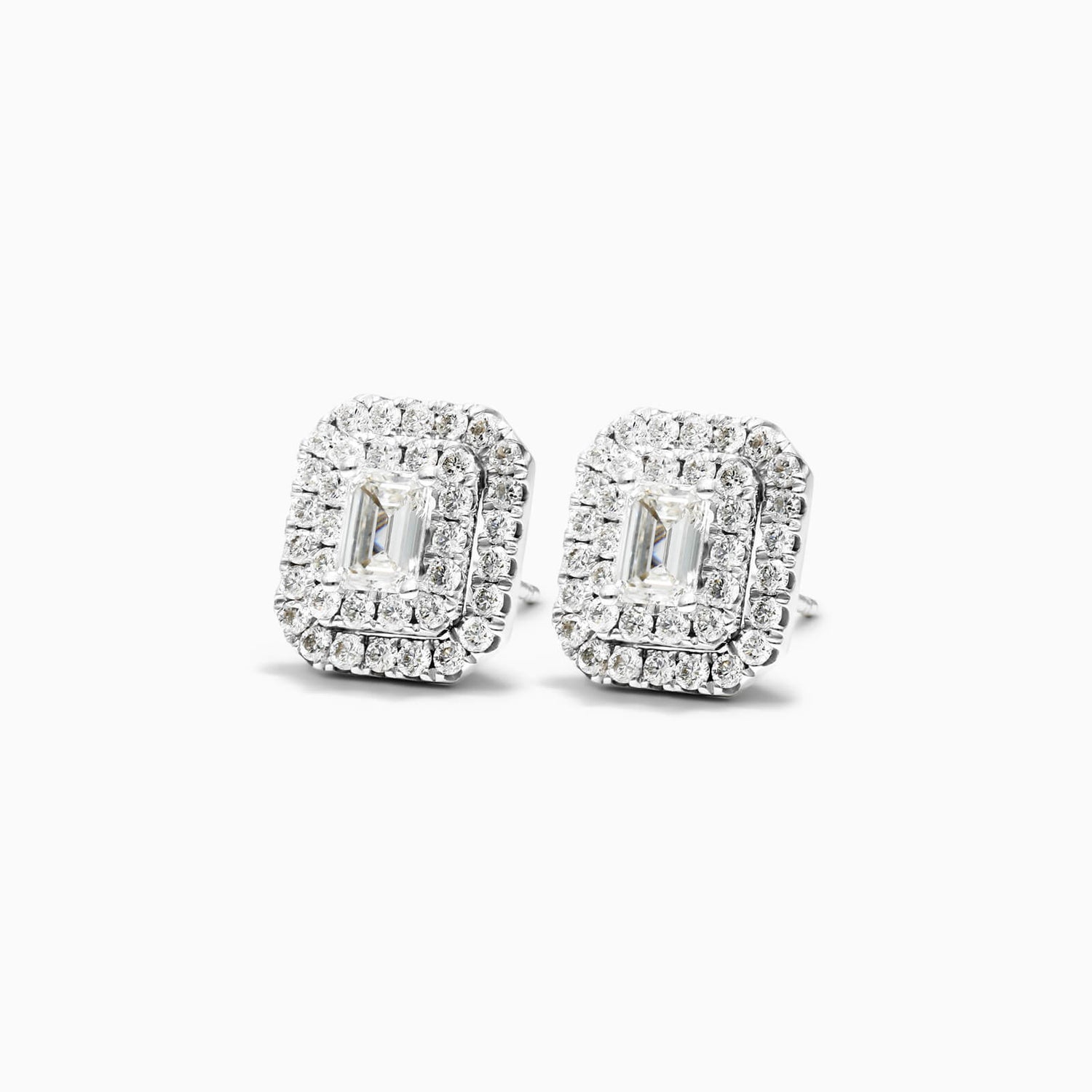Brinco De Ouro branco 18k Feminino Brilhante Diamantes pave quadrado