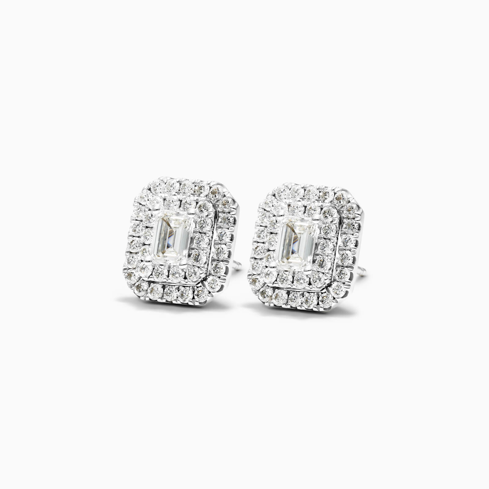 Brinco De Ouro branco 18k Feminino Brilhante Diamantes pave quadrado