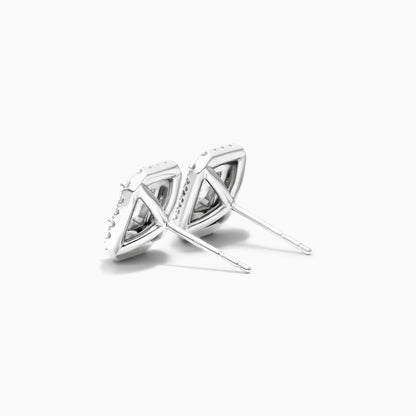 Brinco De Ouro branco 18k Feminino Brilhante Diamantes pave quadrado