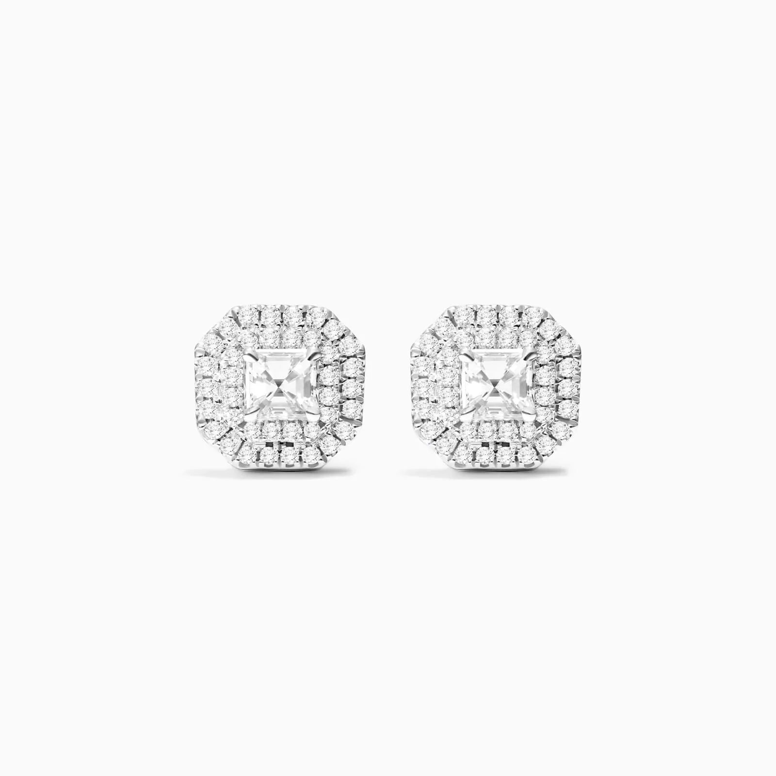 Brinco Feminino De Ouro branco 18k Brilhante Diamantes pave quadrado