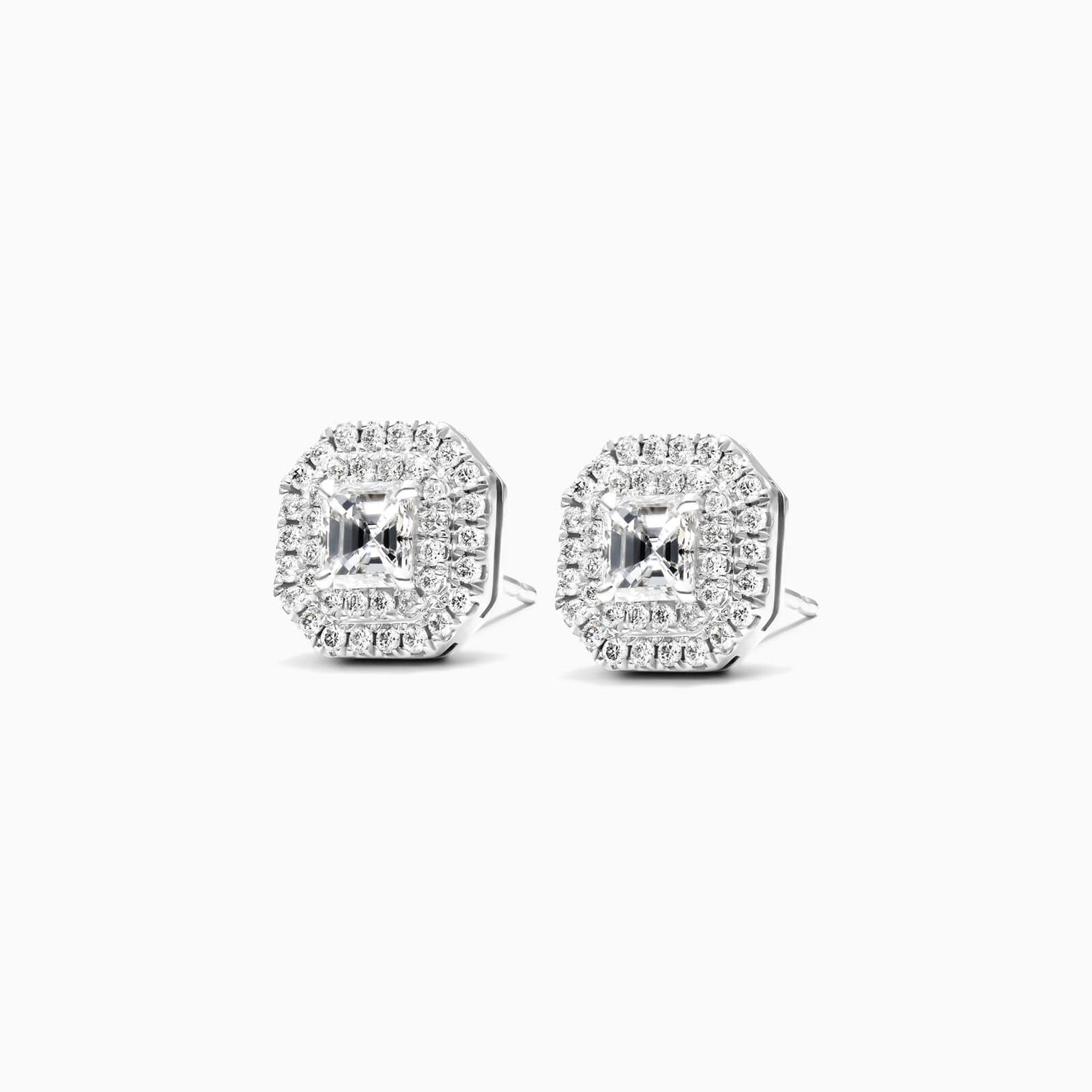 Brinco Feminino De Ouro branco 18k Brilhante Diamantes pave quadrado