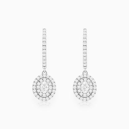 Brinco De Ouro branco 18k Feminino Brilhante Diamantes Luxo oval