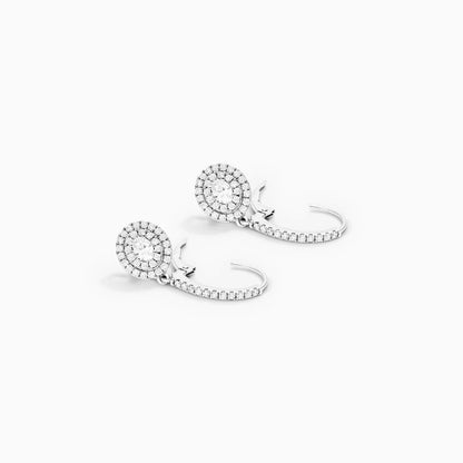 Brinco De Ouro branco 18k Feminino Brilhante Diamantes Luxo oval
