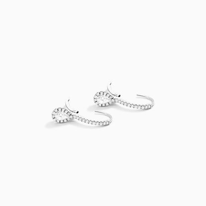 Brinco De Ouro branco 18k Feminino Brilhante Diamantes Luxo Gota