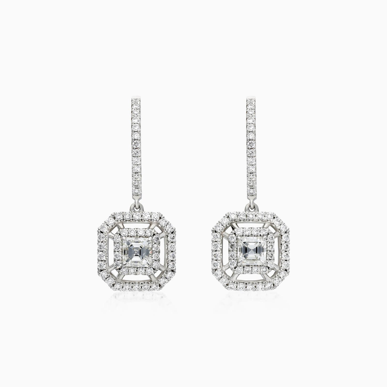 Brinco De Ouro branco Feminino Brilhante Diamantes Luxo Exclusivo