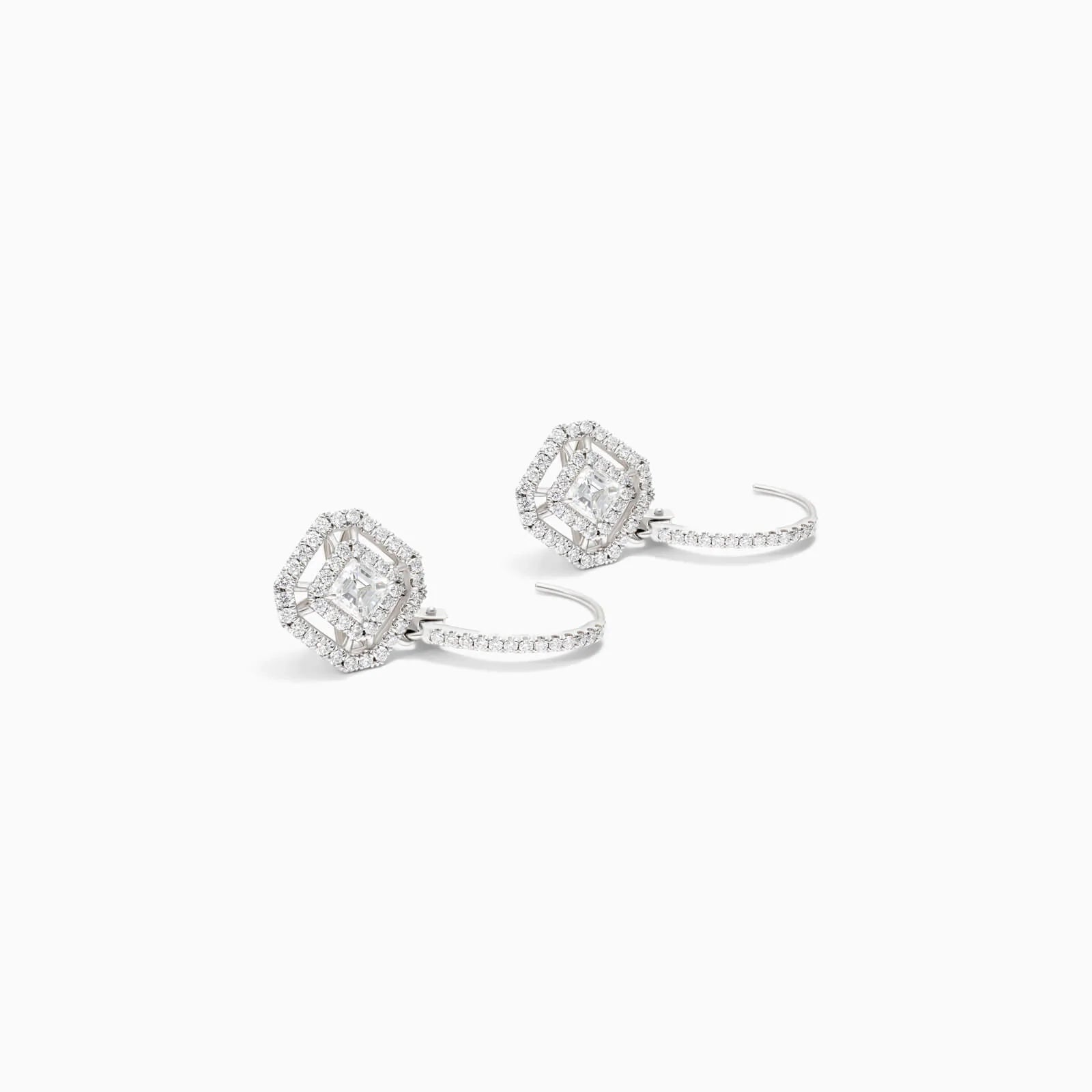 Brinco De Ouro branco Feminino Brilhante Diamantes Luxo Exclusivo