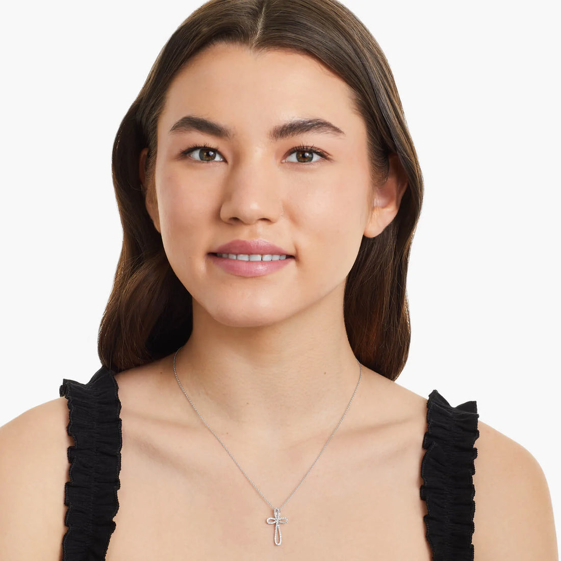 Corrente  em Ouro 18k Cruz de Diamantes Luxo Luz