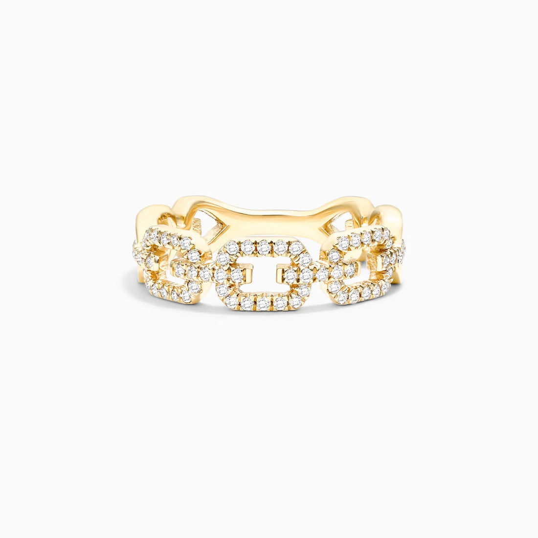 Anel De Elos Diamante Brilhantes Pave em Ouro Amarelo 18k