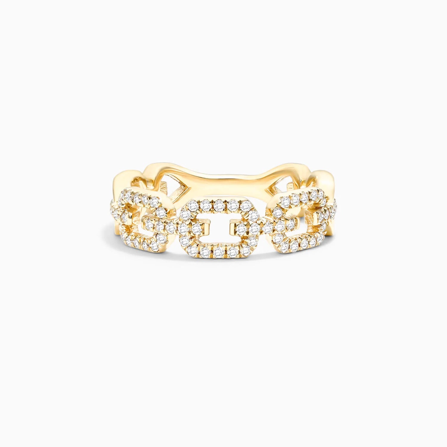Anel De Elos Diamante Brilhantes Pave em Ouro Amarelo 18k