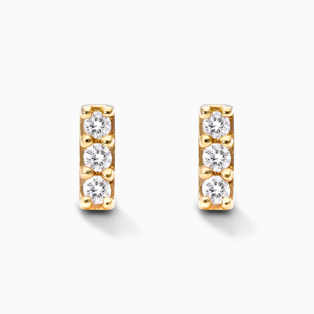 Brinco de Ouro 18k Feminino Bars Trio Diamantes  Luxo