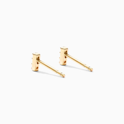 Brinco de Ouro 18k Feminino Bars Trio Diamantes  Luxo