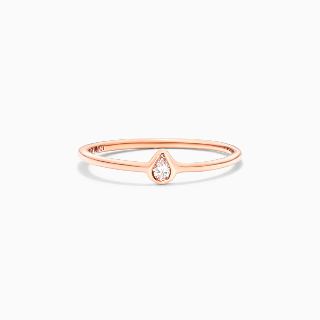 Anel De Ouro Rosa 18k c/ Moldura e Diamante Solitario