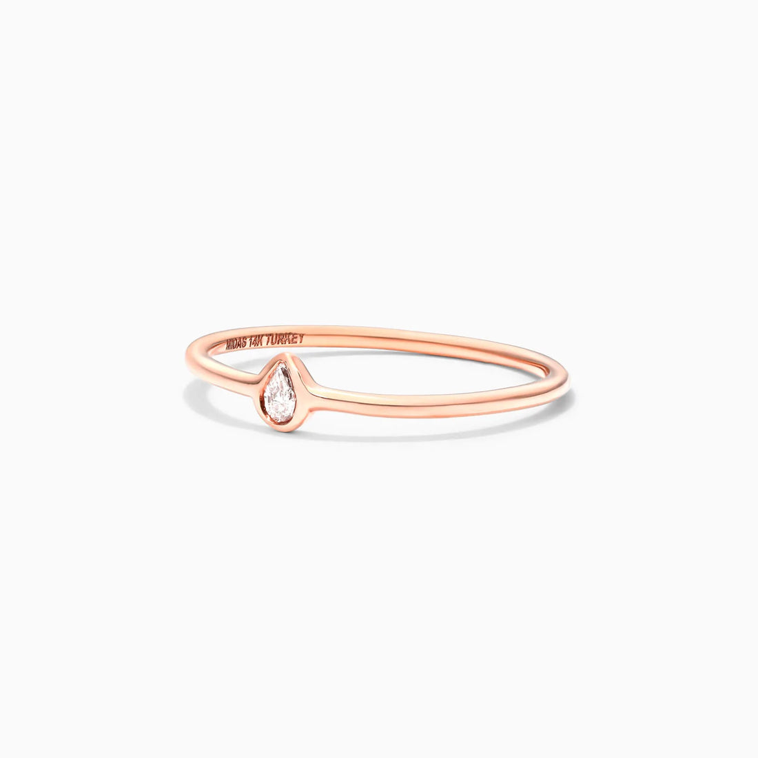 Anel De Ouro Rosa 18k c/ Moldura e Diamante Solitario
