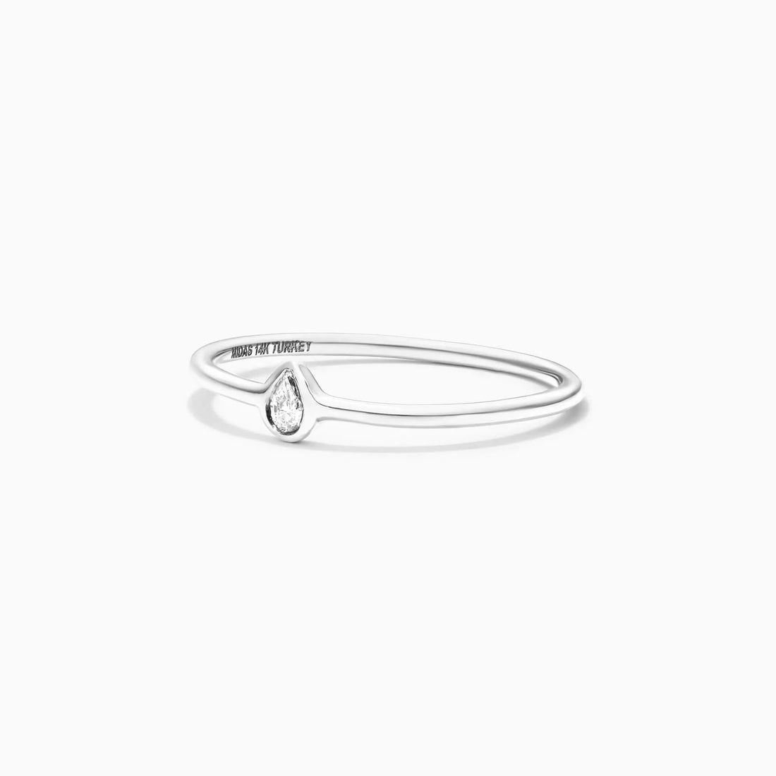 Anel De Ouro Branco 18k c/ Moldura e Diamante Solitario