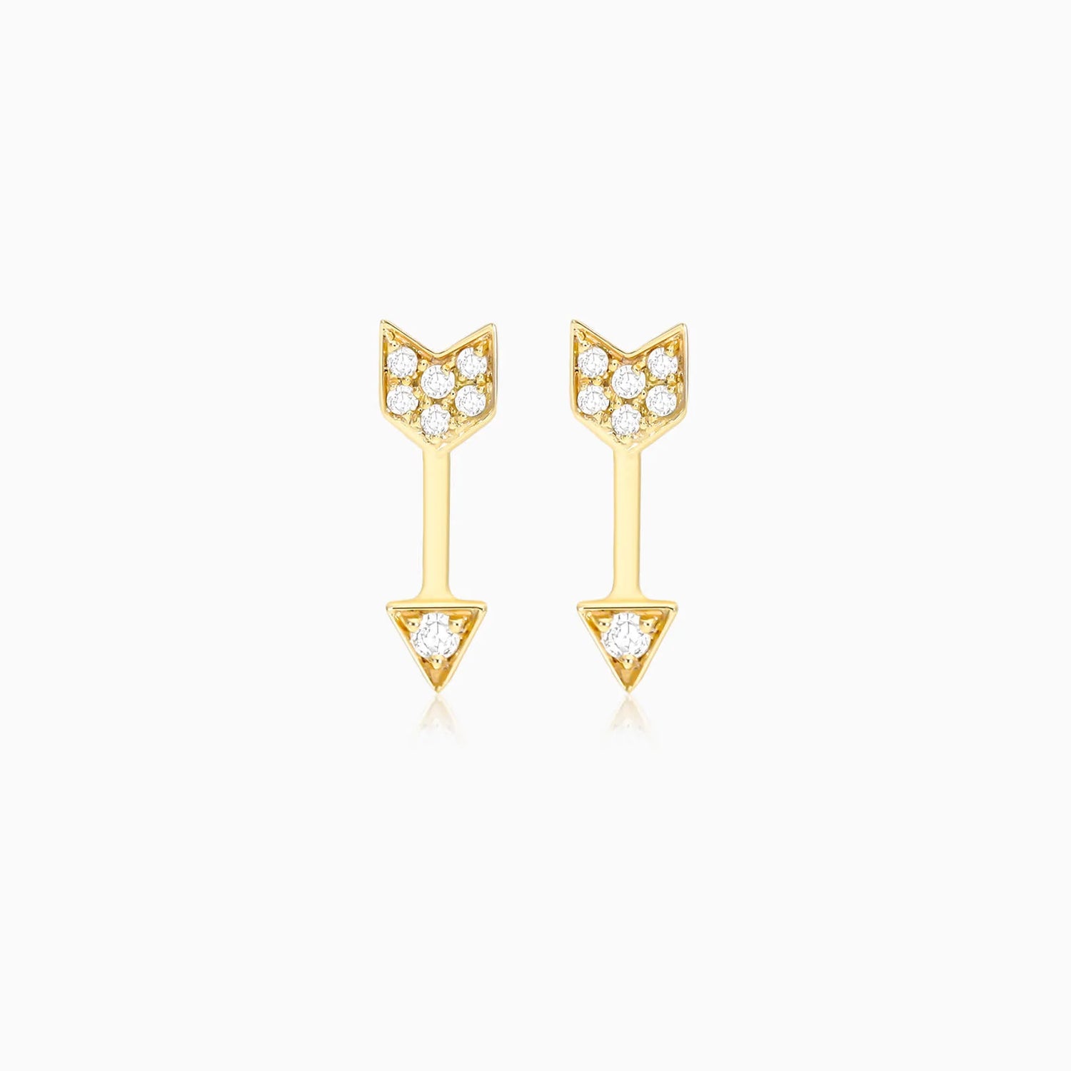 Brinco de Ouro 18k feminino Flecha Diamantes  Luxo