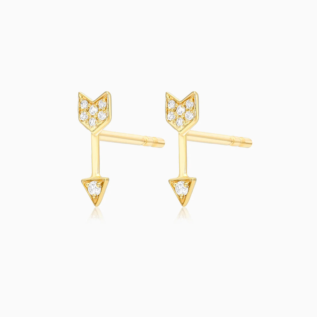Brinco de Ouro 18k feminino Flecha Diamantes  Luxo