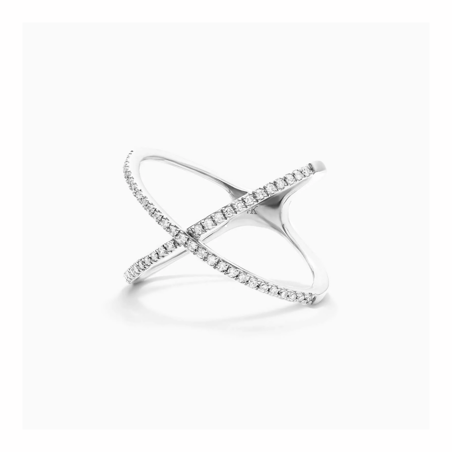 Anel Cruzado de Diamantes Brilhantes em Ouro 18k Luxo