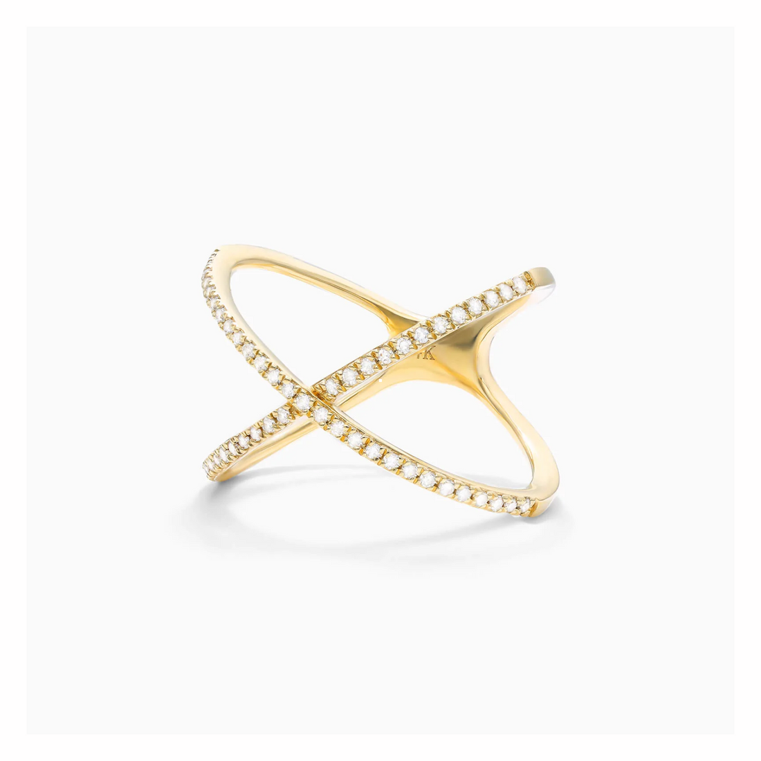 Anel Cruzado de Diamantes Brilhantes em Ouro 18k Luxo