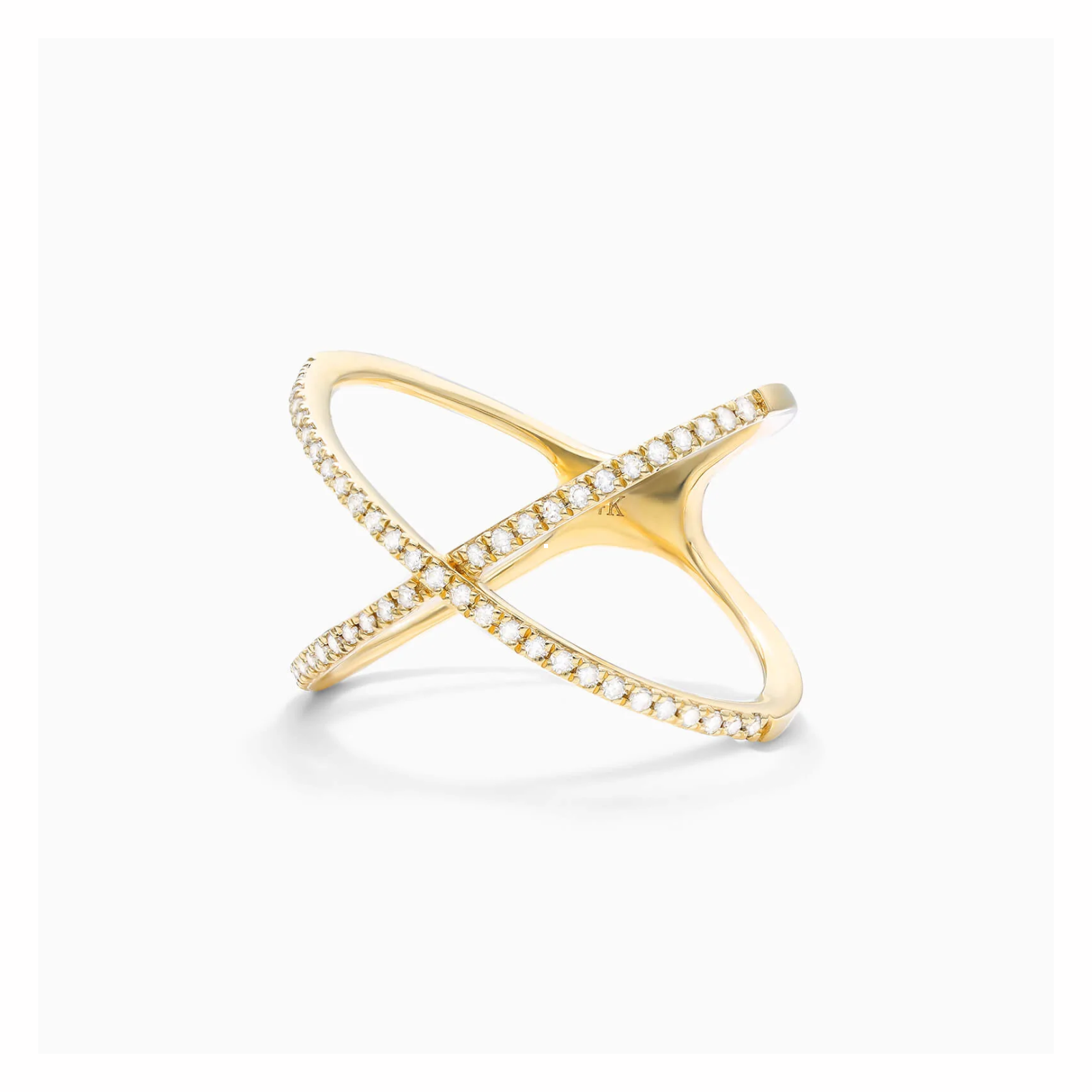 Anel Cruzado de Diamantes Brilhantes em Ouro 18k Luxo