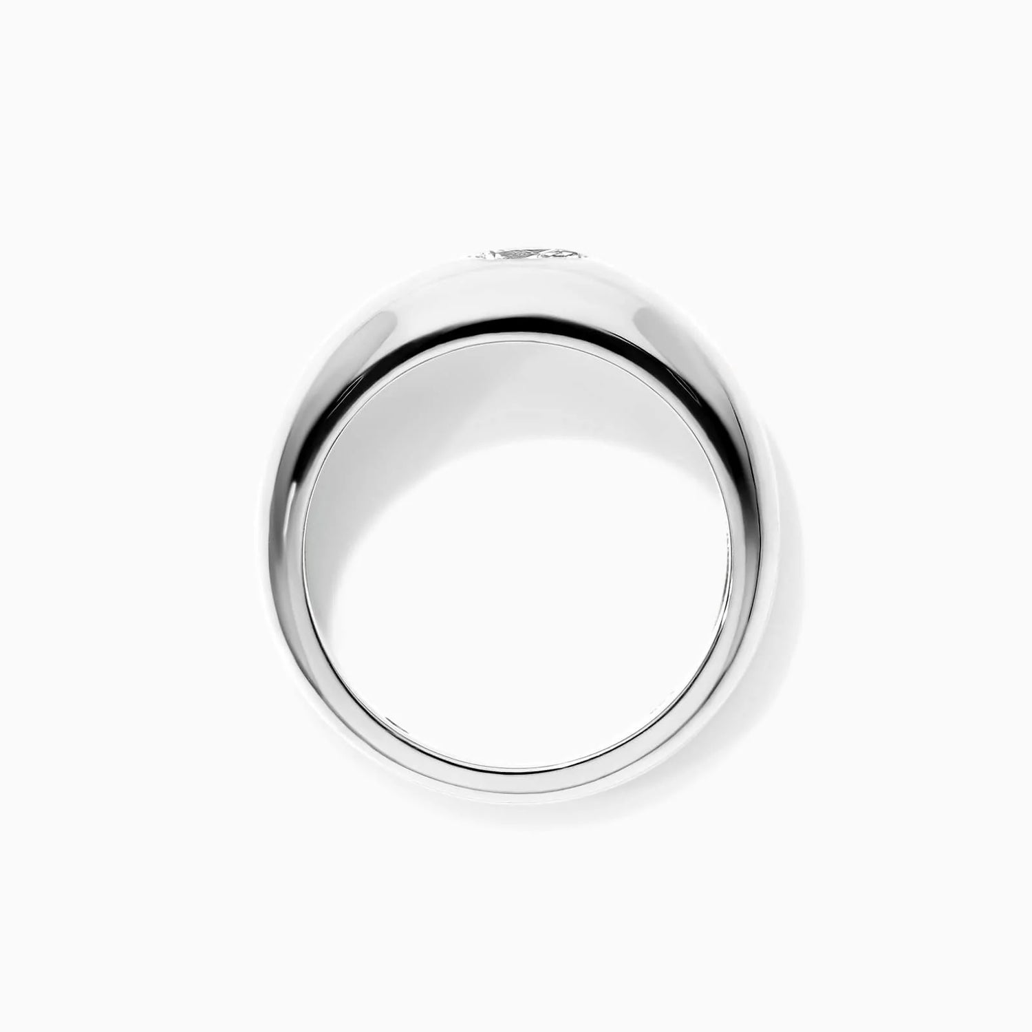 Anel De Ouro Branco 18k Cupula C/ Diamante Pear Solitario Delicado