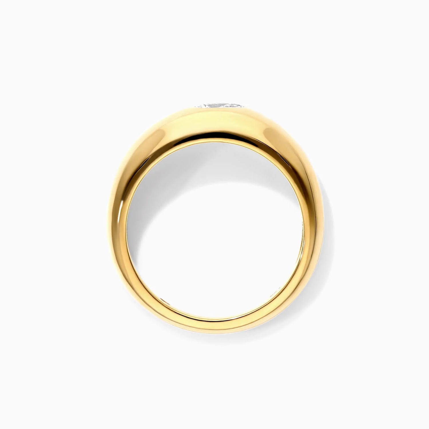 Anel De Ouro Amarelo 18k Cupula C/ Diamante Pear Solitario Delicado