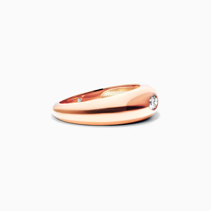 Anel De Ouro Rosa 18k Cupula C/ Diamante Oval Solitario Delicado