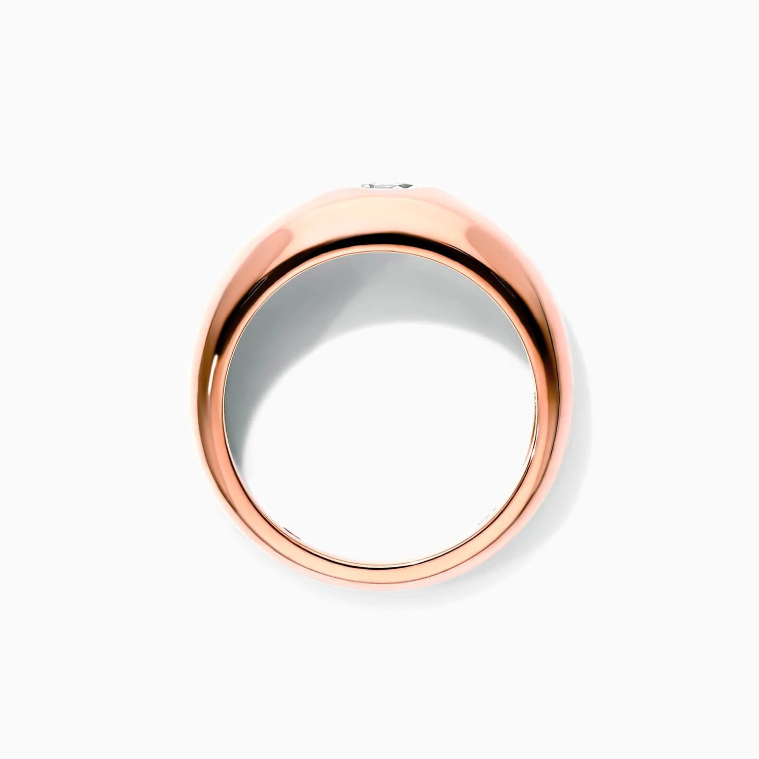 Anel De Ouro Rosa 18k Cupula C/ Diamante Oval Solitario Delicado