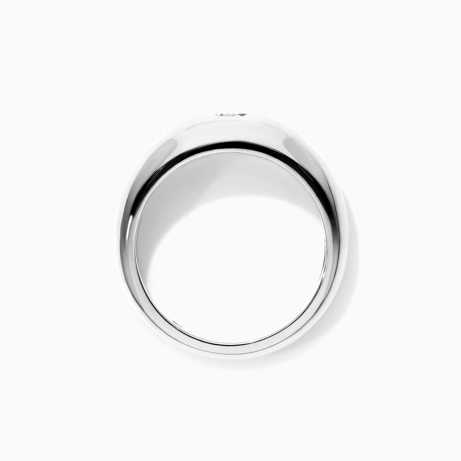 Anel De Ouro Branco 18k Cupula C/ Diamante Oval Solitario Delicado