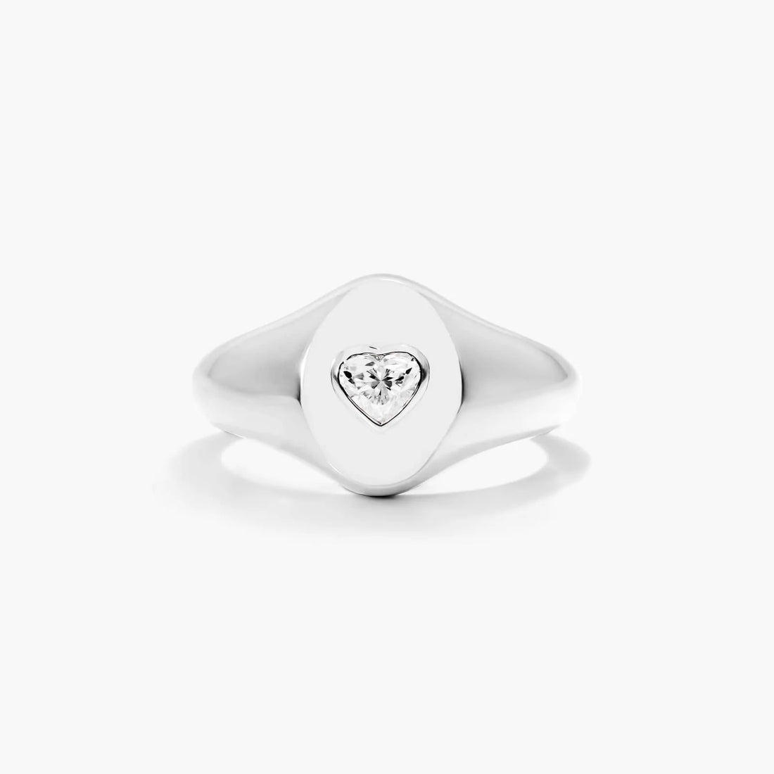 Anel Sinete c/ Coraçao de Diamante Brilhantes em Ouro 18k Luxo
