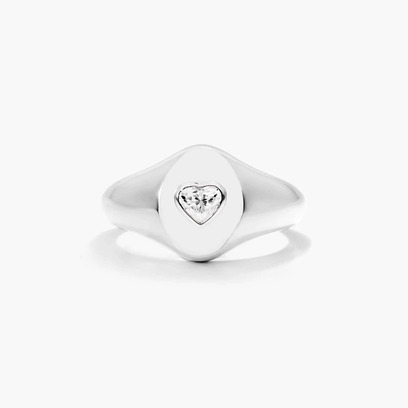 Anel Sinete c/ Coraçao de Diamante Brilhantes em Ouro 18k Luxo