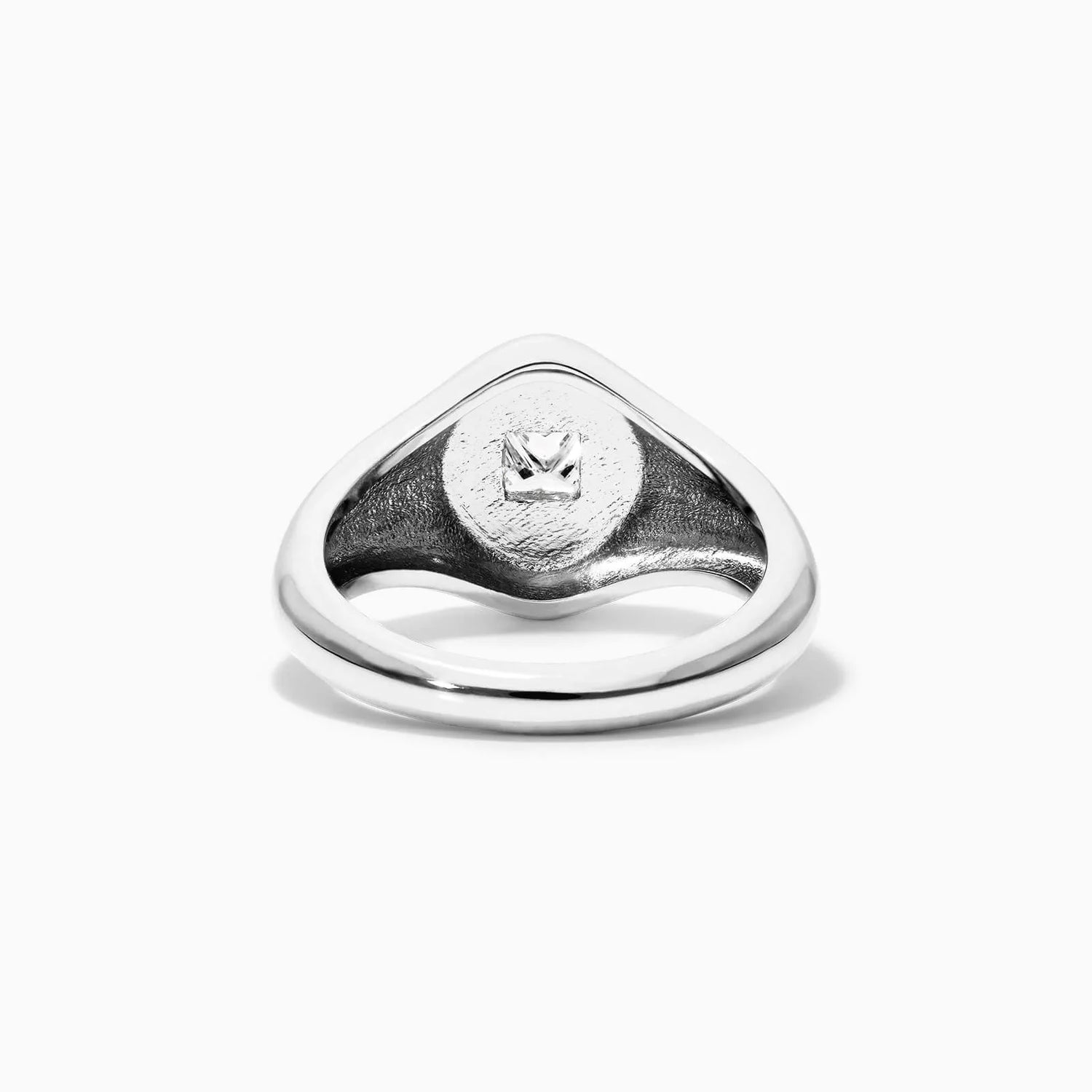 Anel Sinete De Ouro Branco 18k C/ Diamante Quadrado