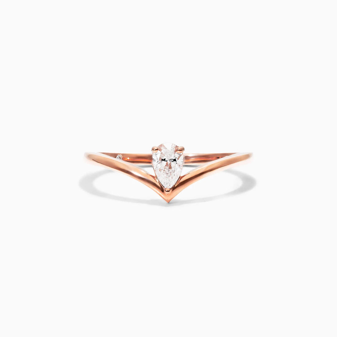 Anel De Ouro Rosa 18k Em V de Luxo Diamante Solitario