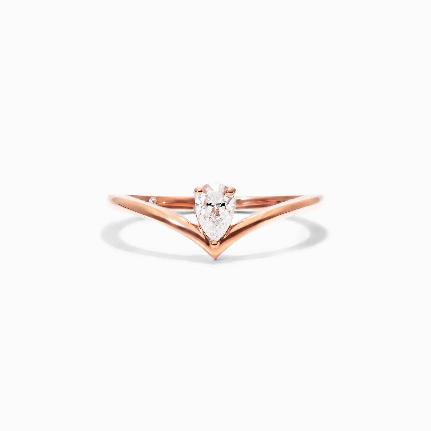 Anel De Ouro Rosa 18k Em V de Luxo Diamante Solitario