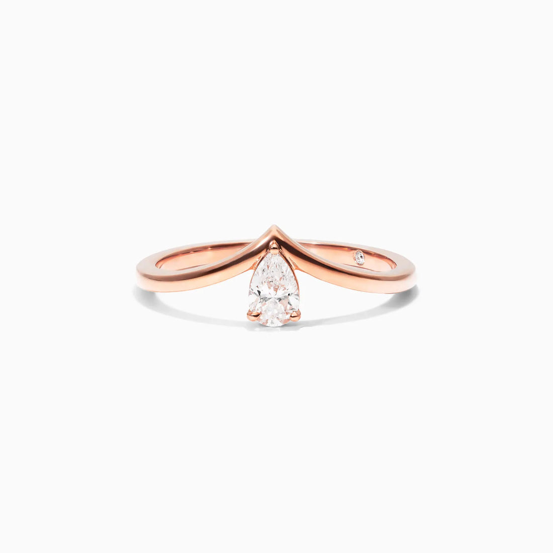 Anel De Ouro Rosa 18k Em V de Luxo Diamante Solitario