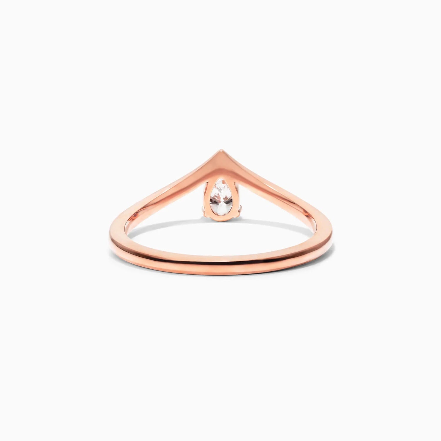 Anel De Ouro Rosa 18k Em V de Luxo Diamante Solitario