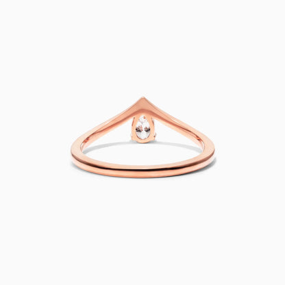 Anel De Ouro Rosa 18k Em V de Luxo Diamante Solitario