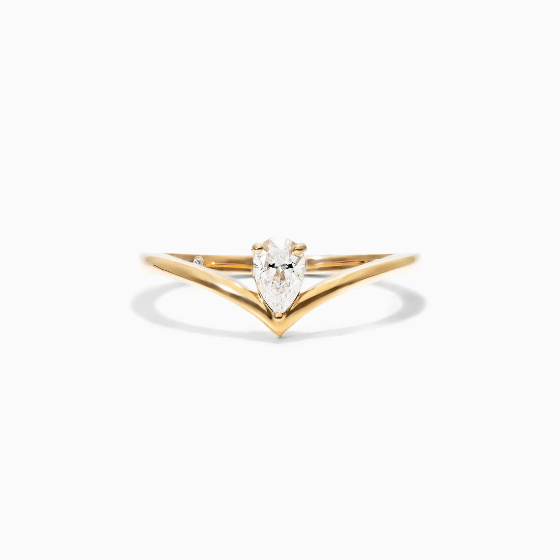 Anel De Ouro Amarelo 18k Em V de Luxo Diamante Solitario