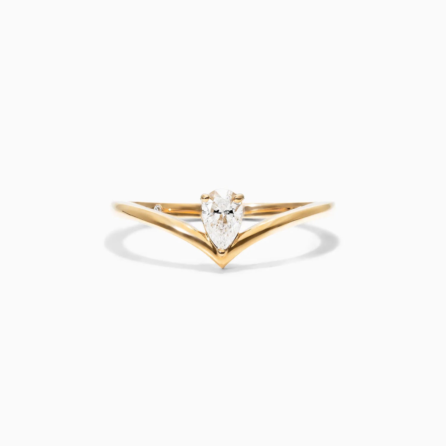 Anel De Ouro Amarelo 18k Em V de Luxo Diamante Solitario