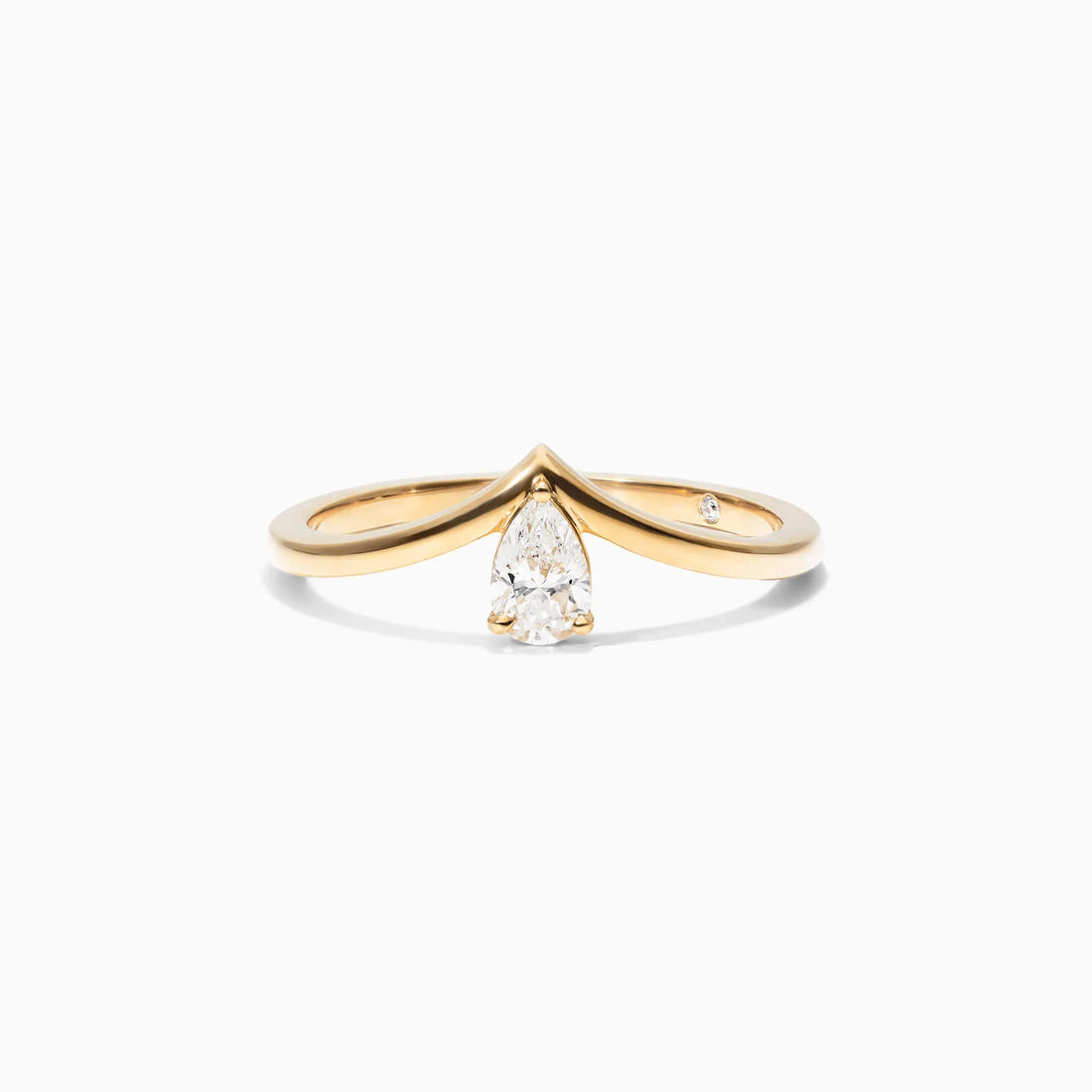 Anel De Ouro Amarelo 18k Em V de Luxo Diamante Solitario