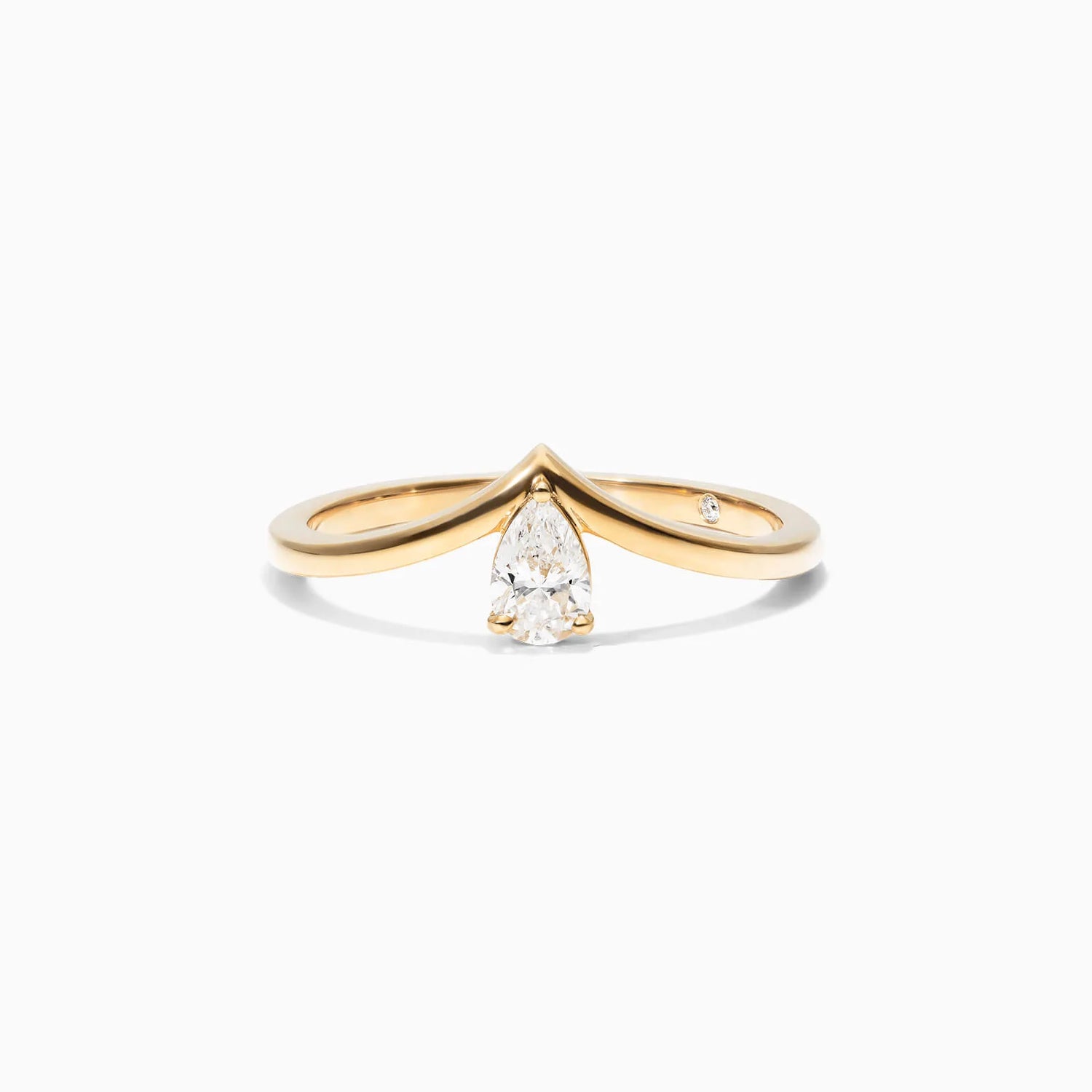 Anel De Ouro Amarelo 18k Em V de Luxo Diamante Solitario
