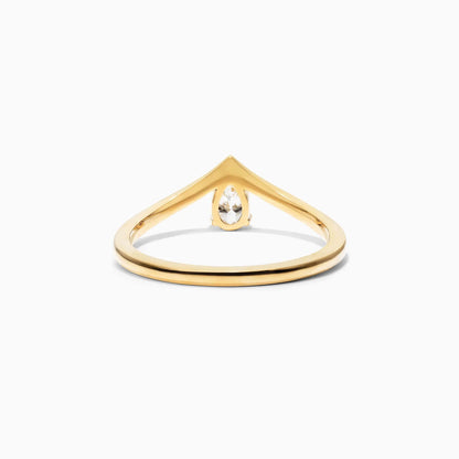 Anel De Ouro Amarelo 18k Em V de Luxo Diamante Solitario