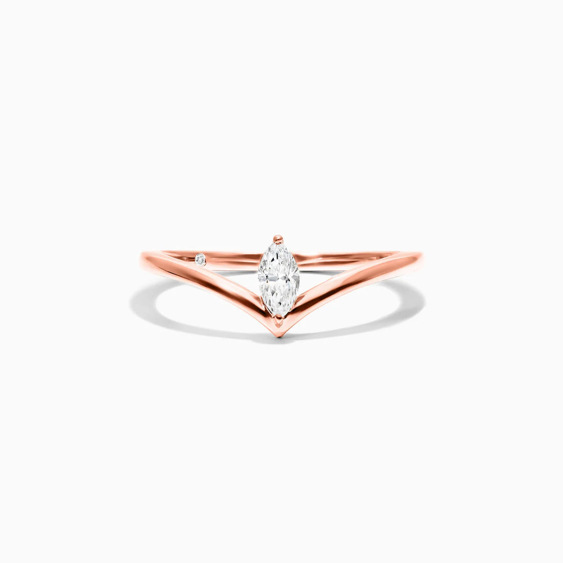 Anel De Ouro Rosa 18k Em V de Luxo Diamante Solitario