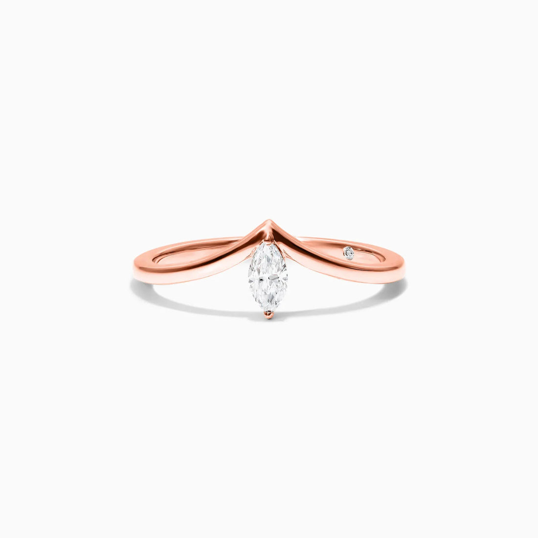 Anel De Ouro Rosa 18k Em V de Luxo Diamante Solitario