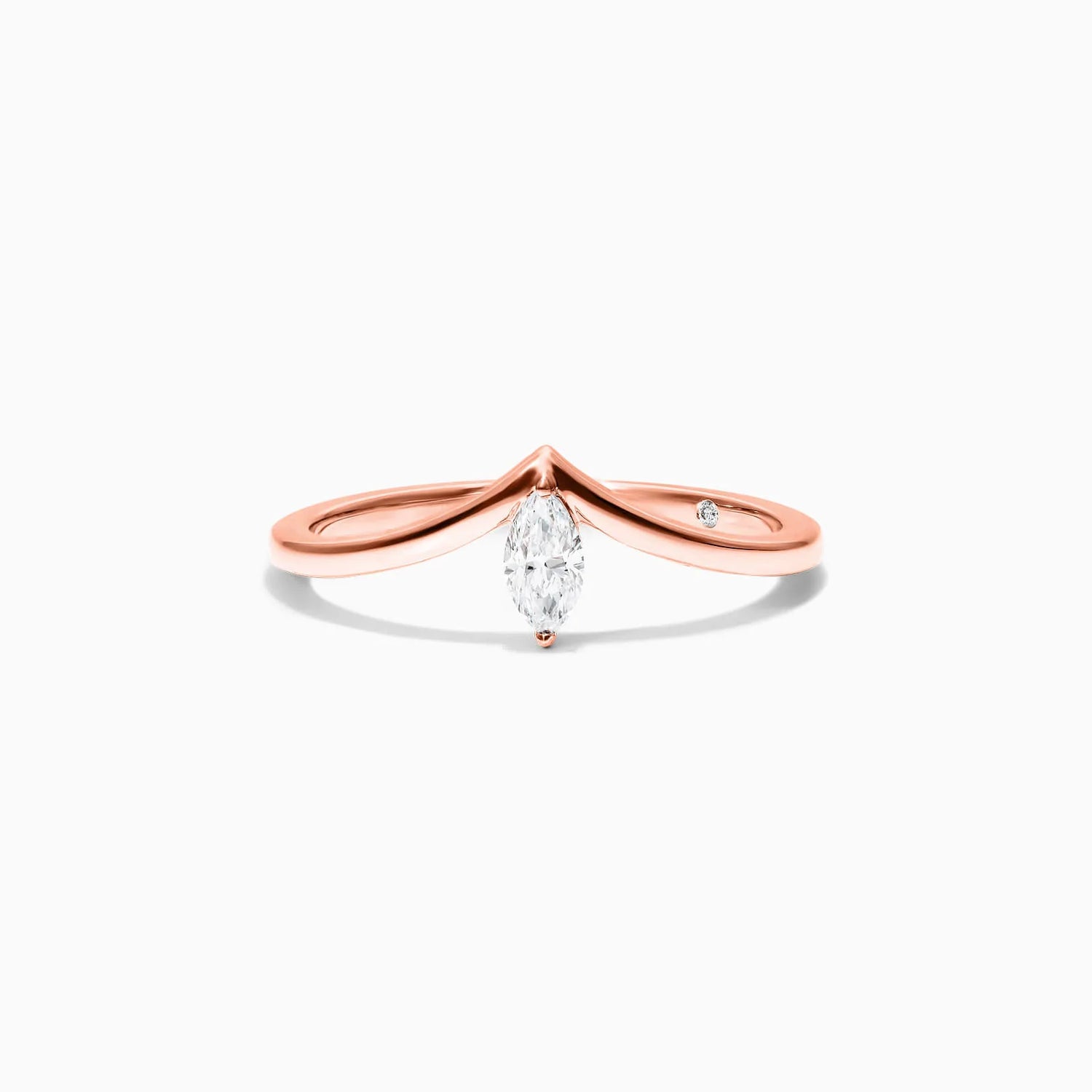Anel De Ouro Rosa 18k Em V de Luxo Diamante Solitario