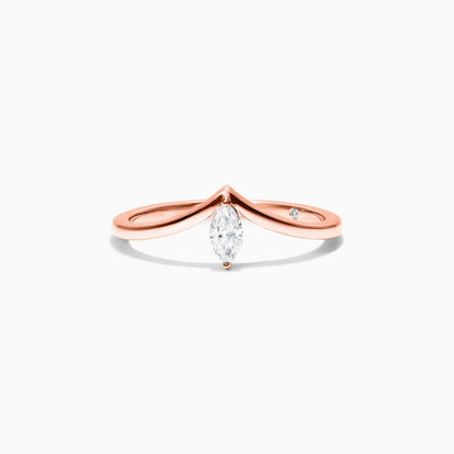 Anel De Ouro Rosa 18k Em V de Luxo Diamante Solitario
